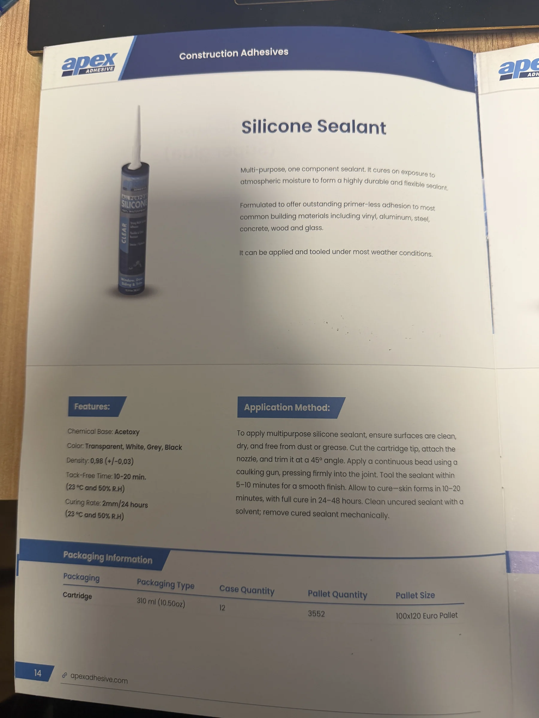 Apex Çok Amaçlı Silikon Mastik katalog ürün görseli